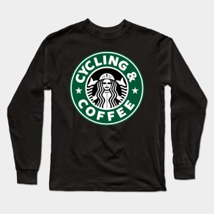 Coffee And Cycling Coffee Inspired Logo Parody Gift For Cyclist Long Sleeve T-Shirt